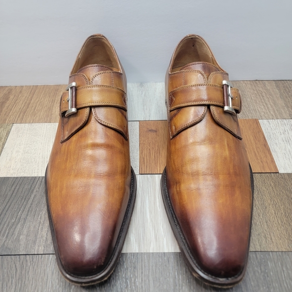 Men's 10.5M Magnanni Hermosa Shoe Monk Straps Brown Leather - Picture 3 of 11